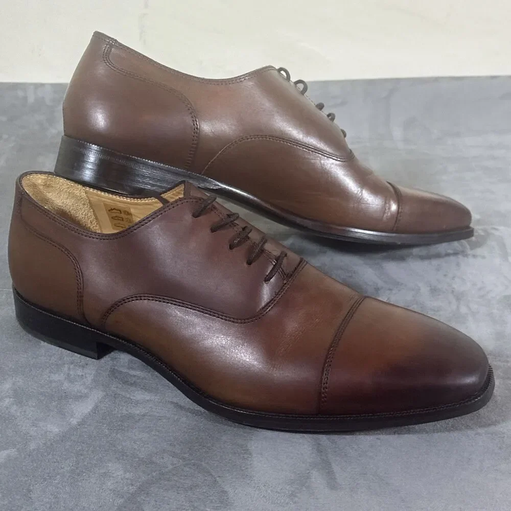 Suitsupply Men’s Dress Shoes 44.5 Cap Toe Cognac 11.5 M Oxford Fine Luxury